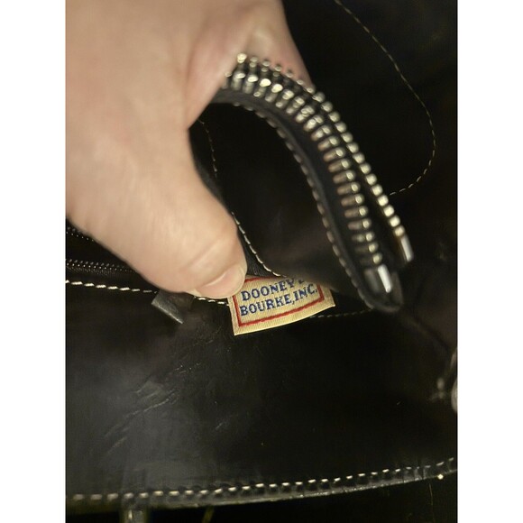 Dooney & Bourke Purse Canvas Medium Handbag Black Logo Canvas Print Tote - Picture 15 of 16